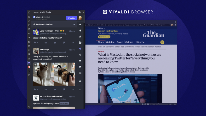 Vivaldi стал первым браузером, имеющим собственный экземпляр Mastodon