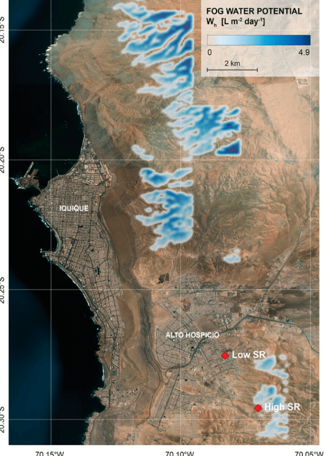 карта туманов в Чили